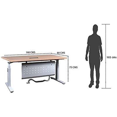 Lift-12 Electronic Height Adjustable Modern Desk - Elegant and Modern Ergonomic Office Desk with Adjustable Height Feature and Heavy Duty Fram (Oak, Width: 160cm)