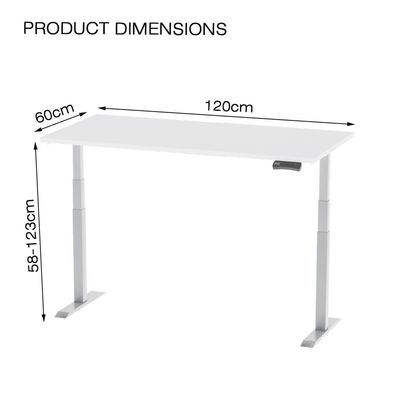 Mahmayi Flexispot Standing Desk Dual Motor 3 Stages Electric Stand Up Desk 120cmx60cm Height Adjustable Desk Home Office Desk White Frame - White