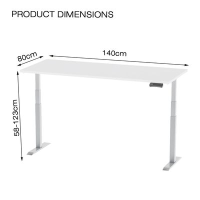 Mahmayi Flexispot Standing Desk Dual Motor 3 Stages Electric Stand Up Desk 140cmx80cm Height Adjustable Desk Home Office Desk White Frame - White