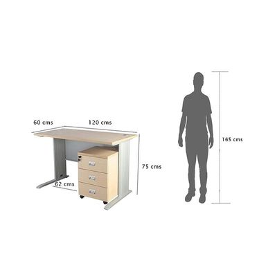 Stazion 1260 Modern Office Desk With Drawers (120Cm) (With Drawers, Oak)