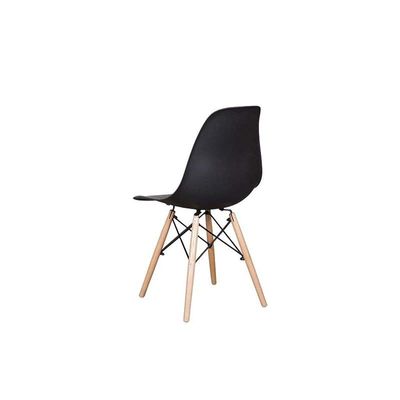 Dining Style Side Chair with Natural Wood Legs Eiffel Dining Room Chair Lounge Chair Molded Plastic Seat Shell Top Side Chairs - Black