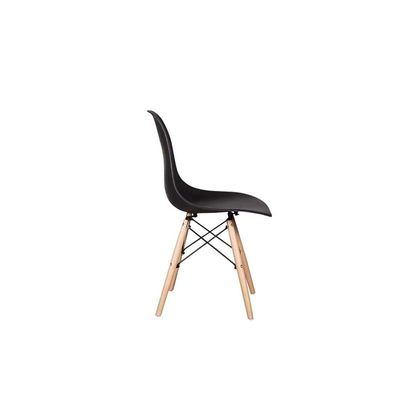 Dining Style Side Chair with Natural Wood Legs Eiffel Dining Room Chair Lounge Chair Molded Plastic Seat Shell Top Side Chairs - Black