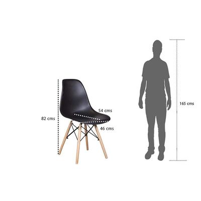 Dining Style Side Chair with Natural Wood Legs Eiffel Dining Room Chair Lounge Chair Molded Plastic Seat Shell Top Side Chairs - Black