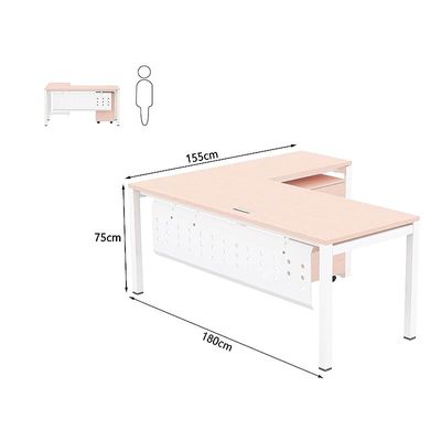 Mahmayi Figura 72-18L L-Shaped Modern Workstation Desk with Mobile Drawer, Computer Desk, Metal Legs with Modesty Panel - Ideal for Home Office, Study, Writing, and Workstation Use (Oak)