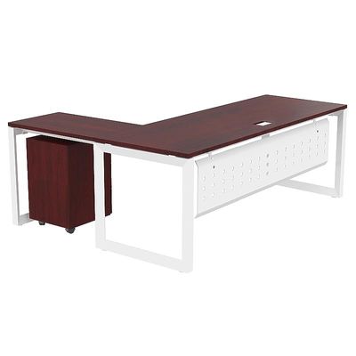 Mahmayi Vorm 136-18L  Modern Workstation Desk with Mobile Drawer for Home Office, Study, and Workstation Use - Stylish and Functional Furniture Solution (L-Shaped, Apple Cherry, 180cm)