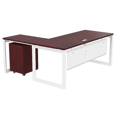 Mahmayi Vorm 136-16L  Modern Workstation Desk with Mobile Drawer for Home Office, Study, and Workstation Use - Stylish and Functional Furniture Solution (L-Shaped, Apple Cherry, 160cm)