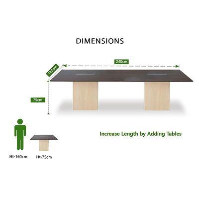 Projekt 7 Rec 240 8 Seater Square Modular Conference Table Walnut