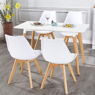 Ultimate Eames Style Retro White Cushion Chair - Pack of 4