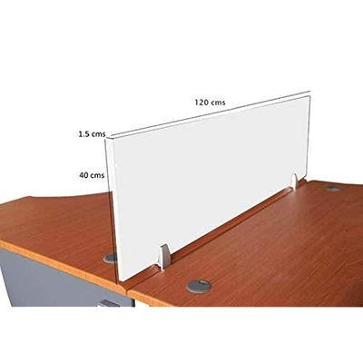 Mahmayi Deler Desktop Mounted Privacy Panel Divider Panels with 2 Clips for Student, Call Centers, Offices, Libraries, Classrooms- Removable Sound Absorbing Desk Partition Board(120 CM, White)