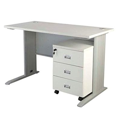 Stazion 1260 Modern Office Desk With Drawers (120Cm) (With Drawers, White)