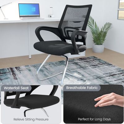 SK69001CBl Modern Medium Back Office Chairs (Black, Visitor Chair)