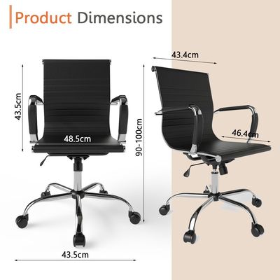 كرسي Ultimate 031L Eames Replica Ribbed PU Chrome Lowback