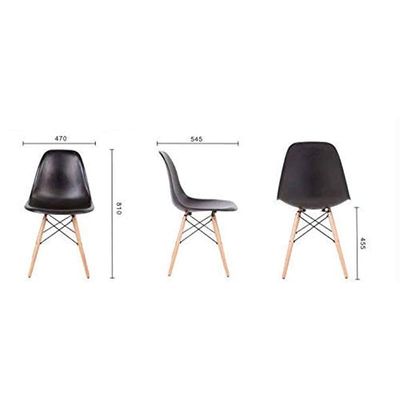 Set of 3 Dining Style Side Chair with Natural Wood Legs Eiffel Dining Room Chair Lounge Chair Eiffel Legged Base Molded Plastic Seat Shell Top Side Chairs - Black