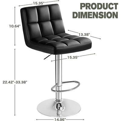 Mahmayi Ultimate C8541 Black Bar Stool - Modern Design, Comfortable PU Leather, Ideal for Home, Kitchen, or Bar Area