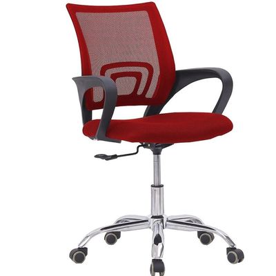 Mahmayi Sleekline 69001 Mesh Chair, Ergonomic Height Adjustable Swivel Desk Chair For Computer Workstation Home Office - (Low Back Task Chairs, Red)