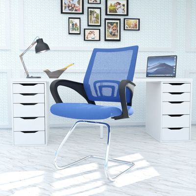 69001C Visitor Chair, Modern Medium Back Office Chairs for Computer Workstation Home, (Blue, Visitor Chair)