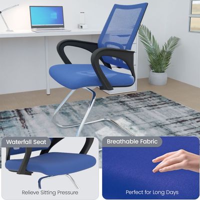 69001C Visitor Chair, Modern Medium Back Office Chairs for Computer Workstation Home, (Blue, Visitor Chair)