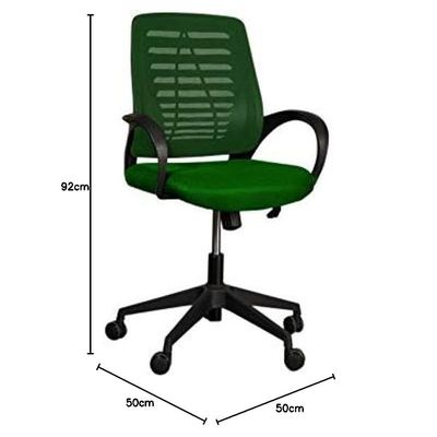 Sleekline 1004 Task Chair Mesh - Swivel Castor Wheel Office Chair With Padded Breathable Seat and Lift Mechanism For Height Adjustment (Green)