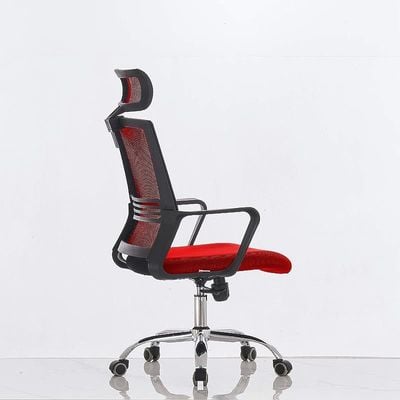 Sleekline 690033 Task Chair Red Mesh with Headrest