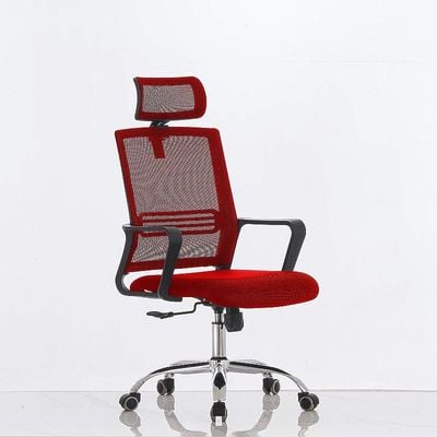 Sleekline 690033 Task Chair Red Mesh with Headrest