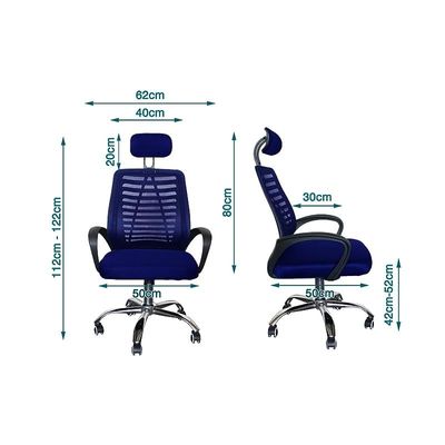 Sleekline 1004 Task Chair Mesh - Swivel Castor Wheel Office Chair With Padded Breathable Seat and Lift Mechanism For Height Adjustment (Blue)