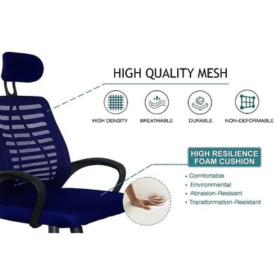 Sleekline 1004 Task Chair Mesh - Swivel Castor Wheel Office Chair With Padded Breathable Seat and Lift Mechanism For Height Adjustment (Blue)