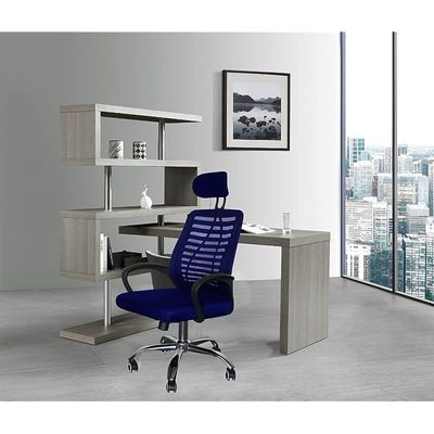 Sleekline 1004 Task Chair Mesh - Swivel Castor Wheel Office Chair With Padded Breathable Seat and Lift Mechanism For Height Adjustment (Blue)