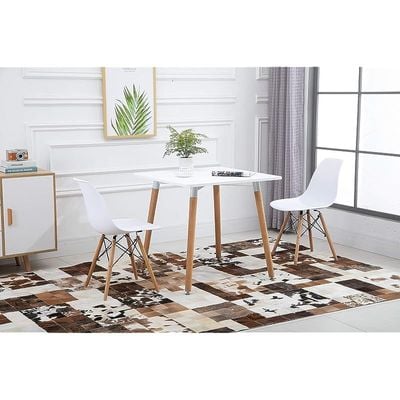 Mahmayi Cenare 3-Piece Dining Set, 80x80 Dining Table & 2 Chairs - White Finish for Modern Dining Room Furniture, Family Meals, Dinner Parties, Comfortable Seating Experience