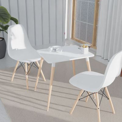 Cenare Dining Set (Dining Table With 2 X Plastic Chair) White