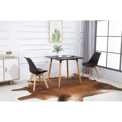 Mahmayi Cenare 3-Piece Dining Set, 80x80 Dining Table & 2 Cushion Chairs - Black Finish for Modern Dining Room Furniture, Family Meals, Dinner Parties, Comfortable Seating Experience
