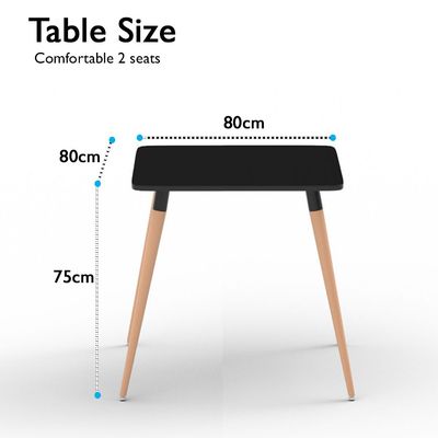 Cenare Dining Set (Dining Table + 2 X Cushion Chair) - Black