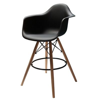 طقم كرسي بار بذراعين من Ultimate Eames Style DAW مكون من قطعتين - أسود