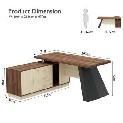 Elegante 191-16 Modern Executive Desk Dark Walnut