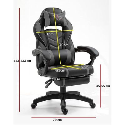 High Back Video Gaming Chair PU Leatherette (Grey-Black)