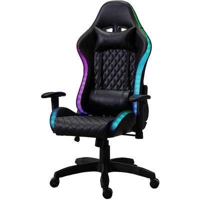 Gaming Chair 1583 Racing Style, Ergonomic, High Back Gaming Chair with RGB LIGHTS, Height Adjustment, Headrest, Lumbar Support, E-Sports