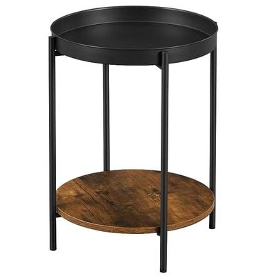 Vasagle Dark Brown and Black LET221B01 End Table, Side Table with Movable Tray Coffee Table for Living Room, Bedroom (43x43x55cm) by Mahmayi