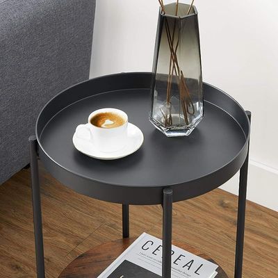 Vasagle Dark Brown and Black LET221B01 End Table, Side Table with Movable Tray Coffee Table for Living Room, Bedroom (43x43x55cm) by Mahmayi