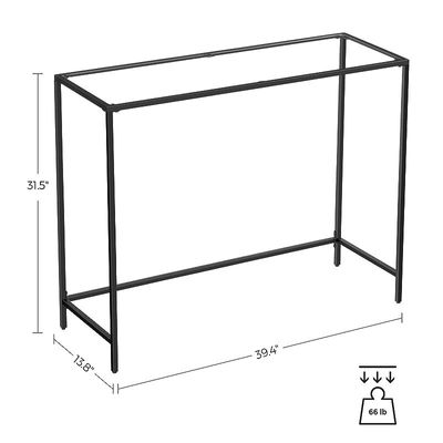 Vasagle Black LGT026B01 Console Tempered Glass Table Entryway Adjustable Feet Modern Table for Living Room, Hallway (100x35x80cm) by Mahmayi