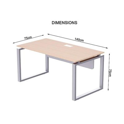 Mahmayi Carre 5114 Modern Workstation Desk with Wire Management, Square Metal Legs & Modesty Panel - Ideal Computer Desk for Home Office Organization and Efficiency (Oak)