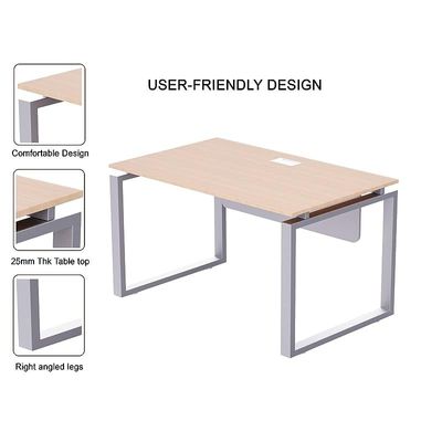 Mahmayi Carre 5112 Modern Workstation Desk with Wire Management, Square Metal Legs & Modesty Panel - Ideal Computer Desk for Home Office Organization and Efficiency (Oak)