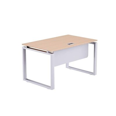 Mahmayi Carre 5112 Modern Workstation Desk with Wire Management, Square Metal Legs & Modesty Panel - Ideal Computer Desk for Home Office Organization and Efficiency (Oak)