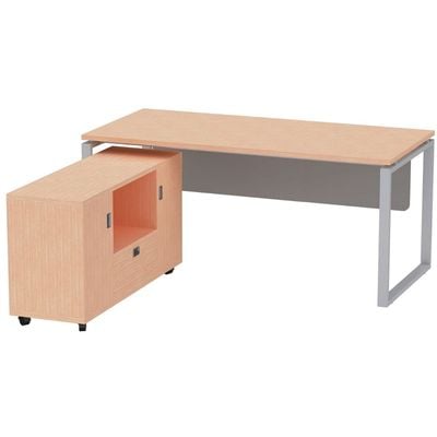 Mahmayi Carre 5116L L-Shape Modern Workstation Desk with Square Metal Legs - Ideal for Home Office, Computer Desk with Modesty Panel for Efficient Workspace Organization and Productivity Boost (Oak)