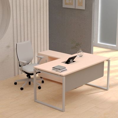 Mahmayi Carre 5116L L-Shape Executives Modern Workstation Desk with Mobile Side Storage, Computer Desk, Square Metal Legs & Modesty Panel - Ideal for Home, Office, Ergonomic Design (Oak)