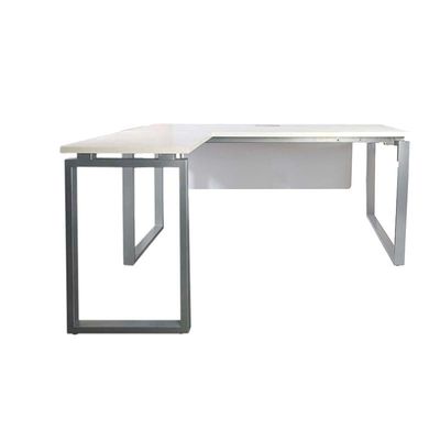 Mahmayi Carre 5116L L-Shape Modern Workstation Desk with Square Metal Legs - Ideal for Home Office, Computer Desk with Modesty Panel for Efficient Workspace Organization and Productivity Boost (White)