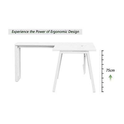 Mahmayi Bentuk 139-16L L-Shape Modern Workstation Desk with Wire Management, Metal Legs & Modesty Panel - Ideal Computer Desk for Home Office Organization and Efficiency (White)