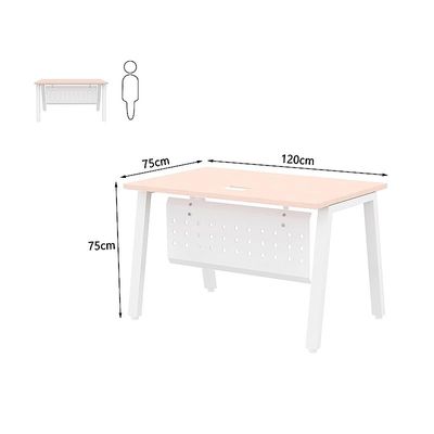 Mahmayi Bentuk 139-12 Modern Workstation Desk with Wire Management, Metal Legs & Modesty Panel - Ideal Computer Desk for Home Office Organization and Efficiency (Oak)