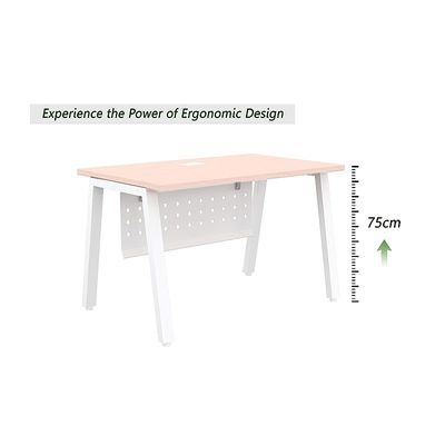 Mahmayi Bentuk 139-12 Modern Workstation Desk with Wire Management, Metal Legs & Modesty Panel - Ideal Computer Desk for Home Office Organization and Efficiency (Oak)