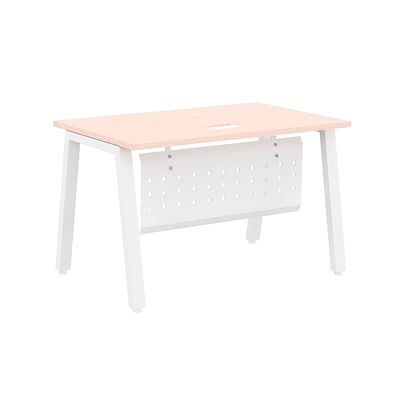 Mahmayi Bentuk 139-12 Modern Workstation Desk with Wire Management, Metal Legs & Modesty Panel - Ideal Computer Desk for Home Office Organization and Efficiency (Oak)