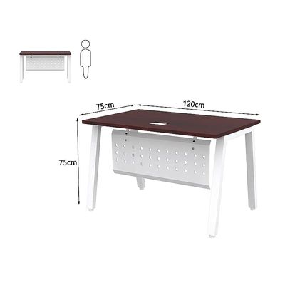 Mahmayi Bentuk 139-12 Modern Workstation Desk with Wire Management, Metal Legs & Modesty Panel - Ideal Computer Desk for Home Office Organization and Efficiency (Apple Cherry)