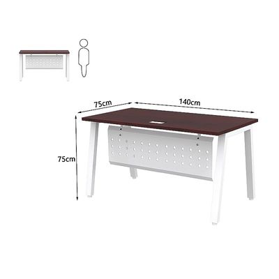 Mahmayi Bentuk 139-14 Modern Workstation Desk with Wire Management, Metal Legs & Modesty Panel - Ideal Computer Desk for Home Office Organization and Efficiency (Apple Cherry)